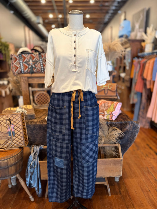 Checkered Patchwork – Denim Pants