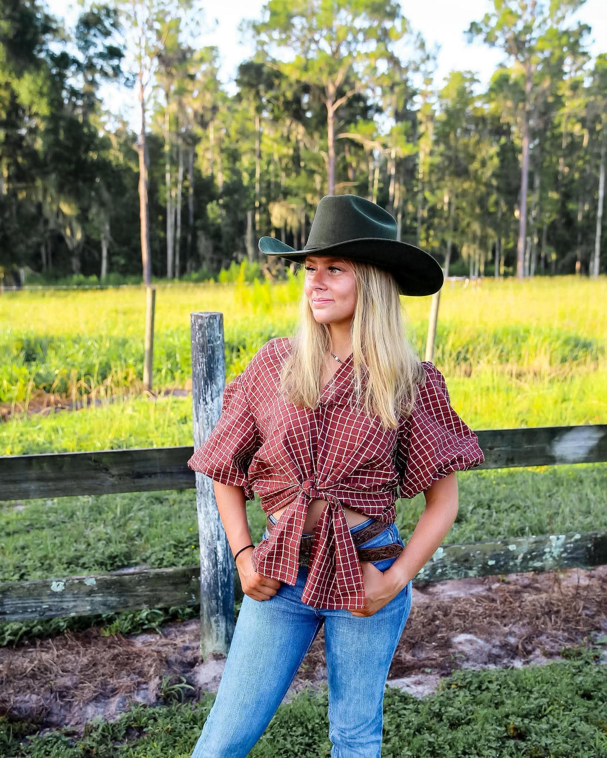 Rustic Ruby – Dark Red Plaid Top