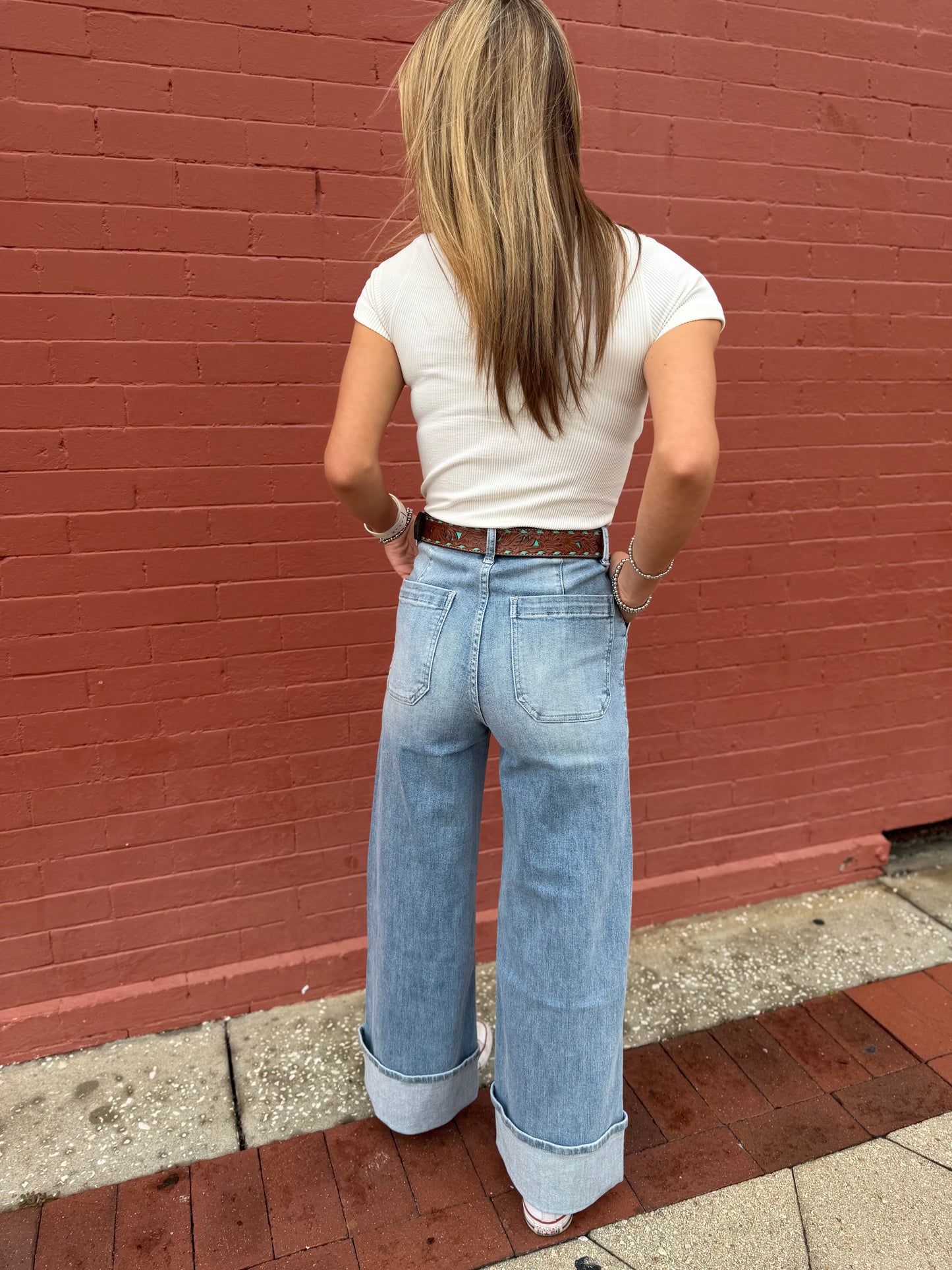 Makayla’s Cuff – Wide Leg Denim Jeans