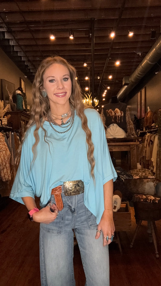 Drift & Drape – Oversized Crop Sky Blue