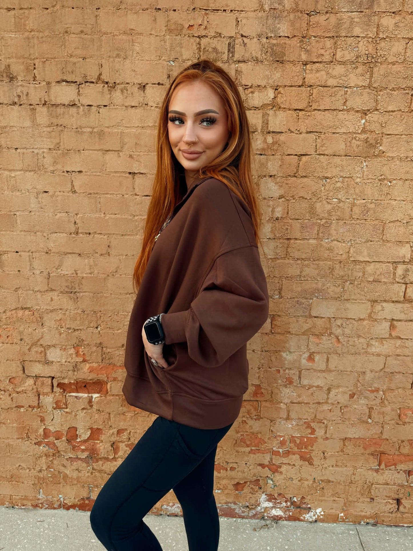 Scuba Half Zip Pullover - Brown *Door Buster*