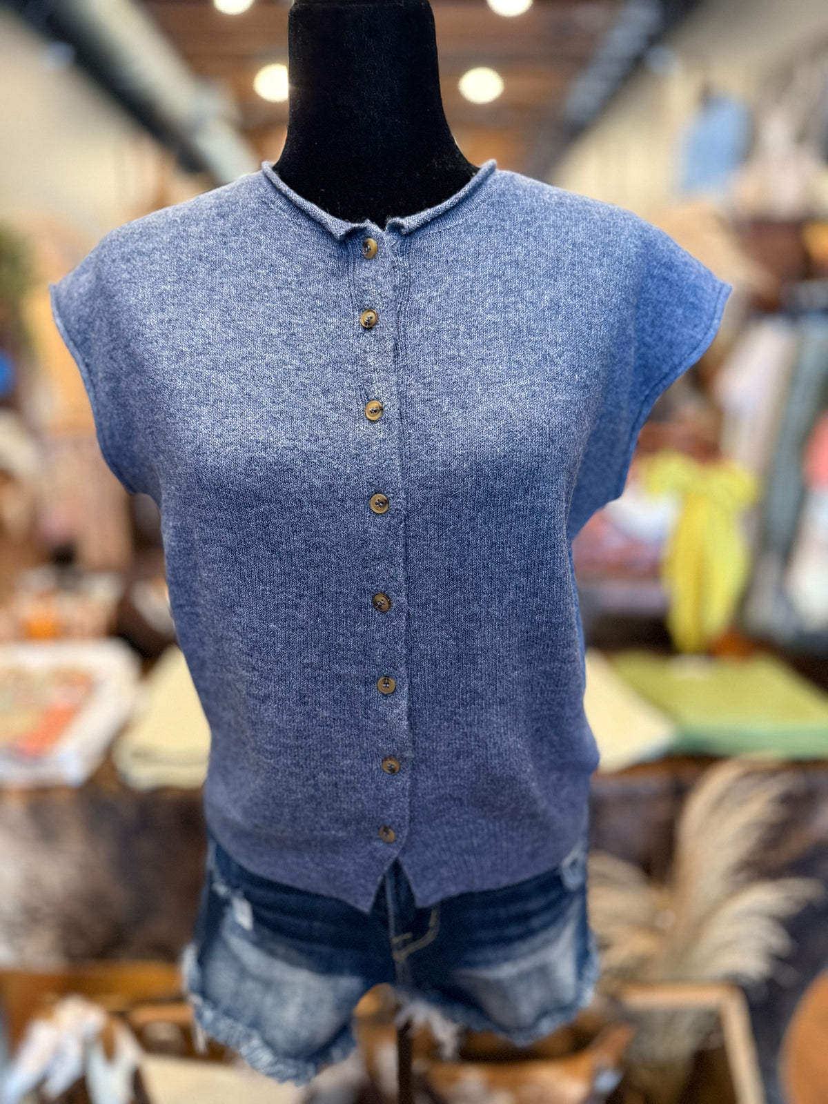 Backroad Blue – Button-Down Knit Vest