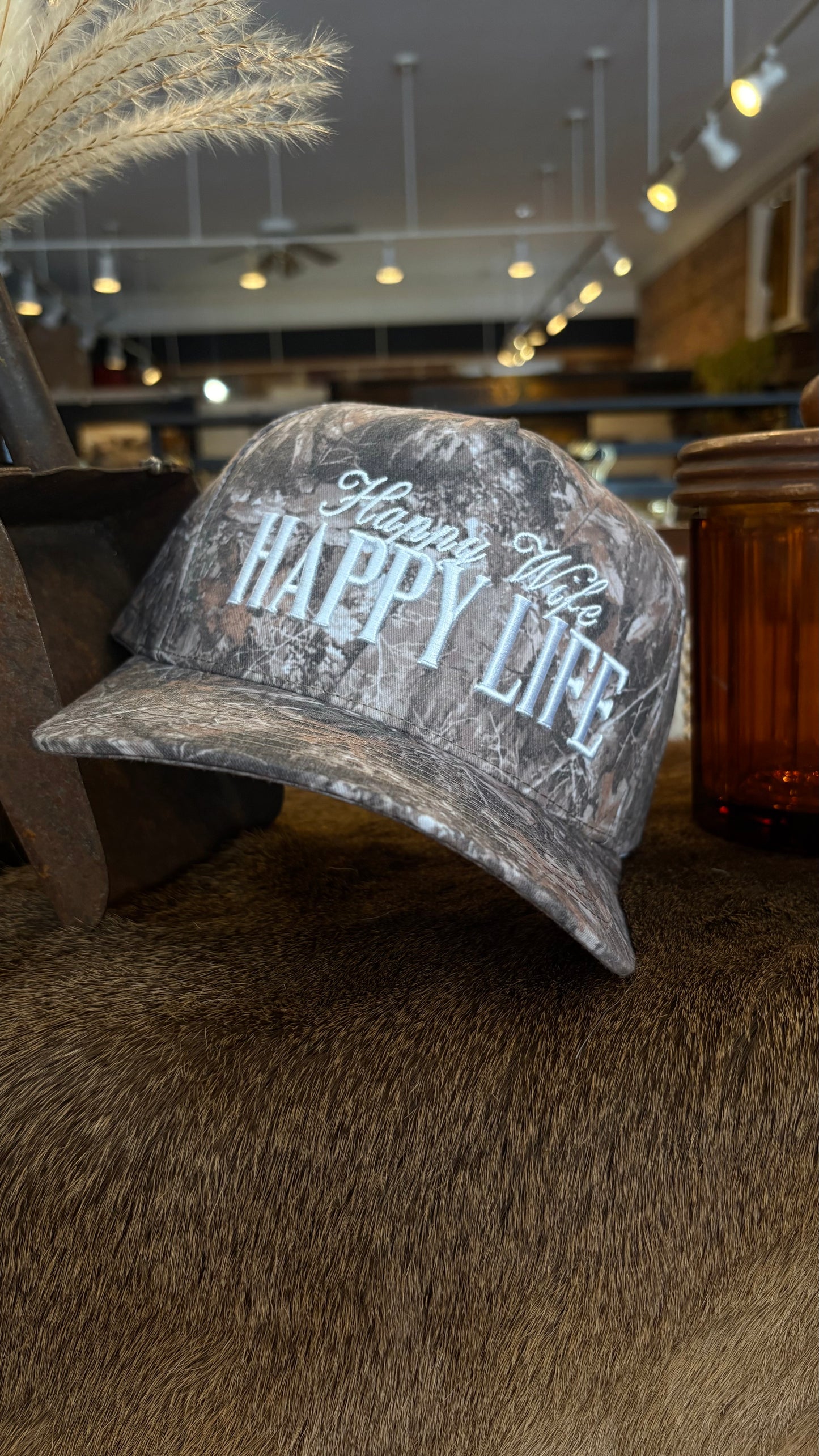 Happy Wife Happy Life-Camo Trucker Hat