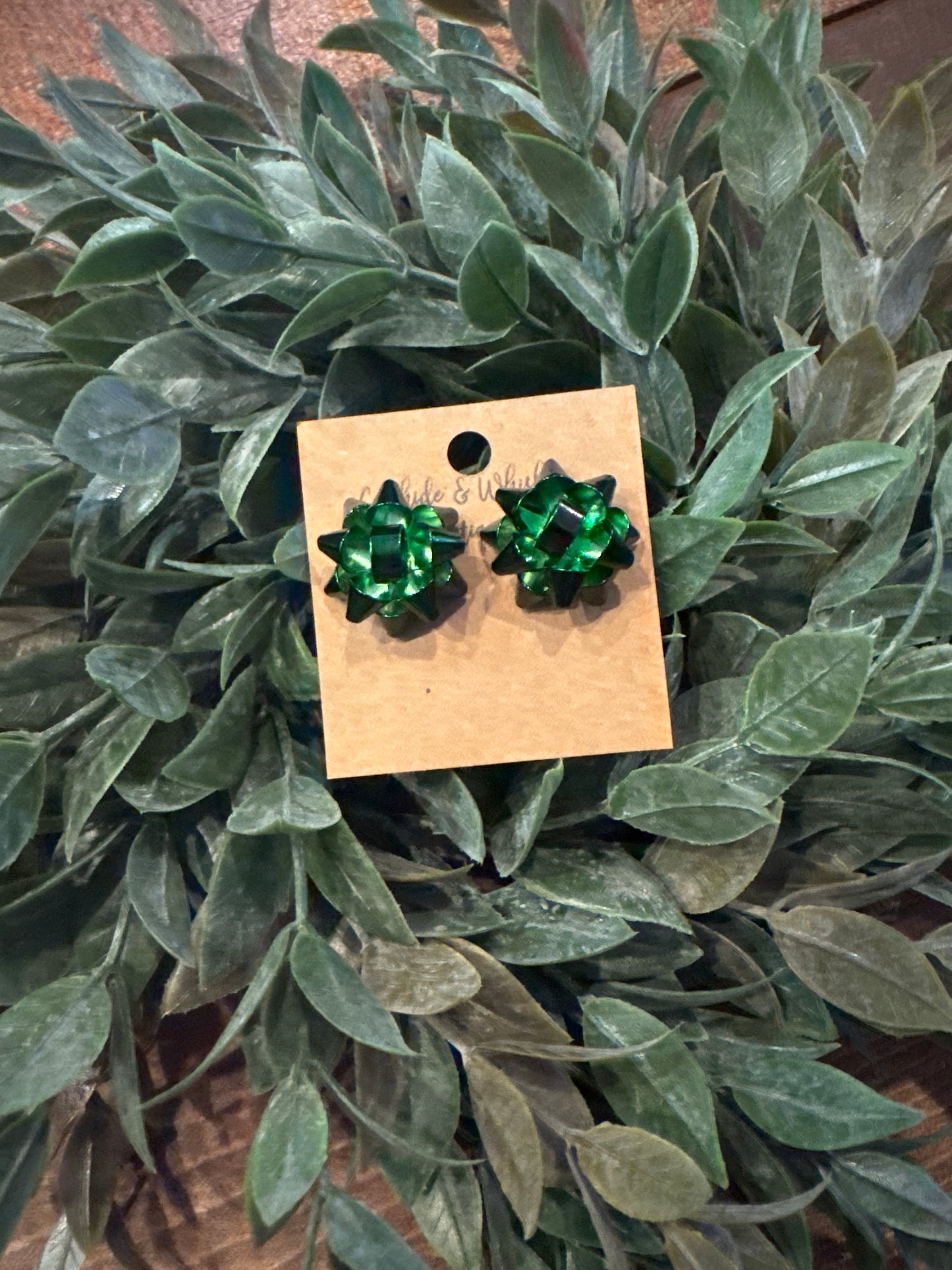 Big Green Bow - Earrings