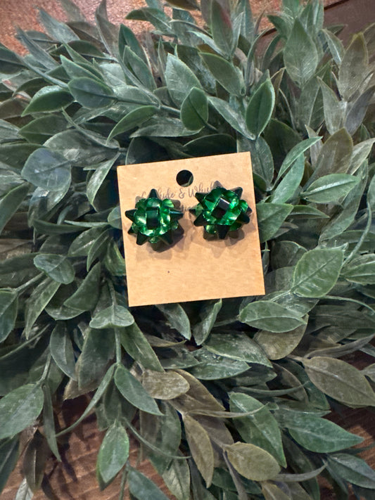 Big Green Bow - Earrings