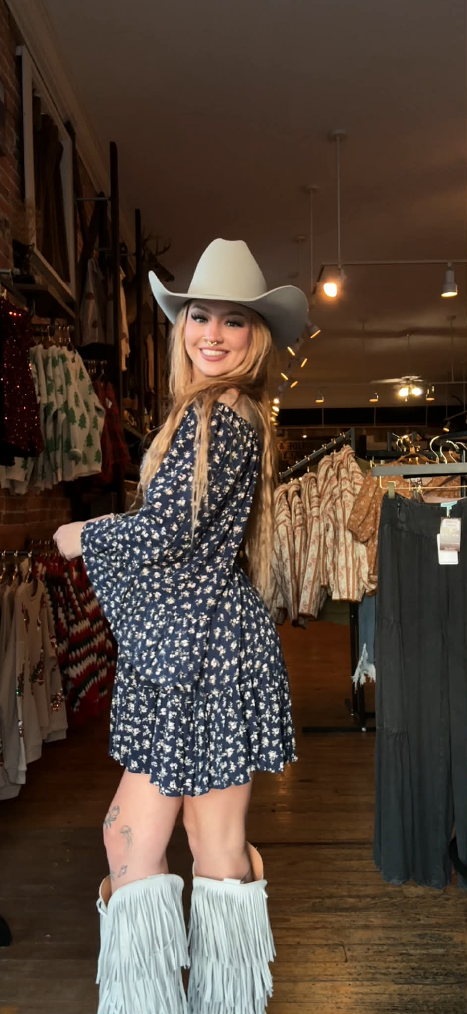 Night Garden Belle - Navy Dress