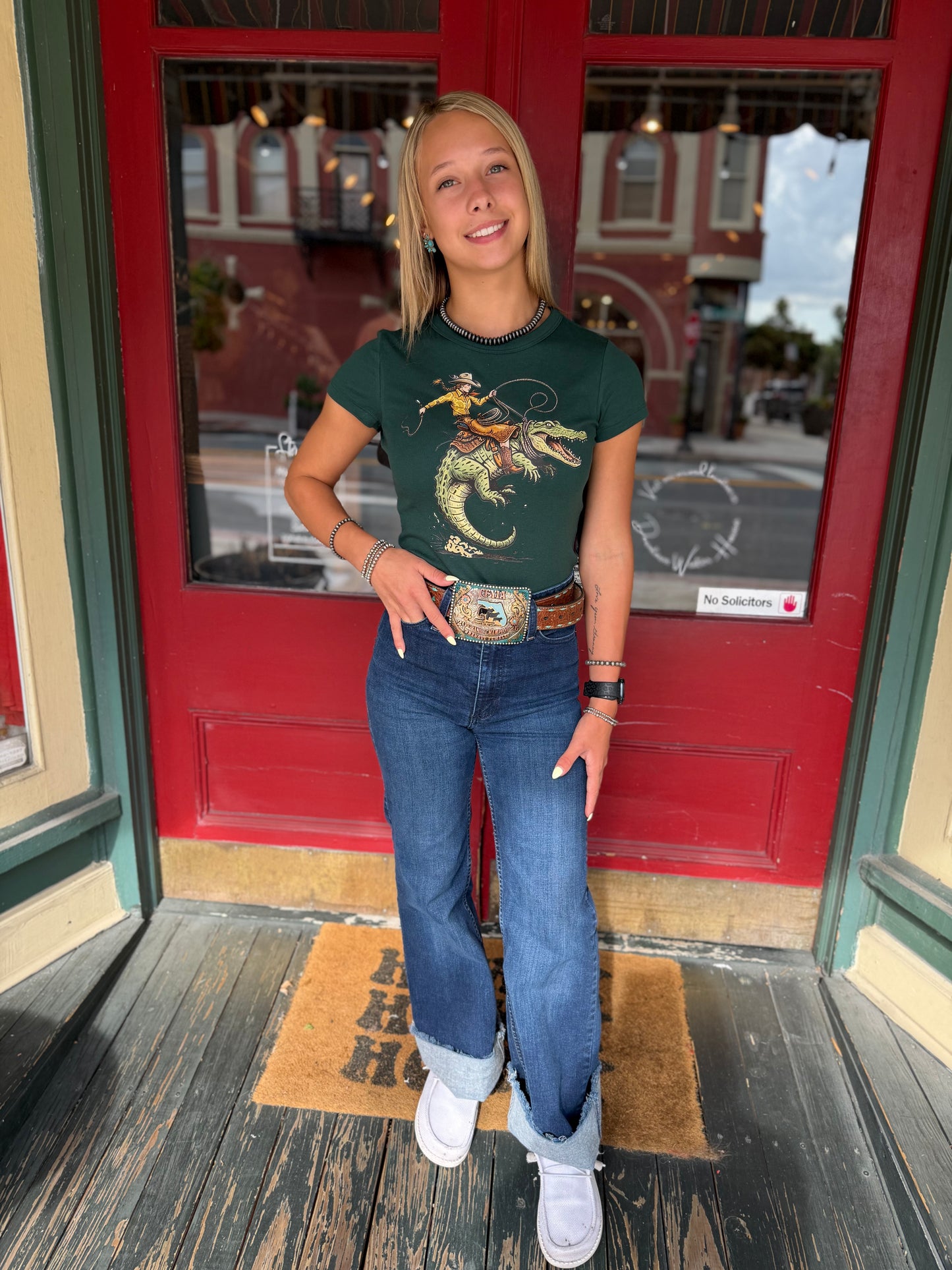 Bayou Buckaroo - Dark Green Mini Graphic Tee