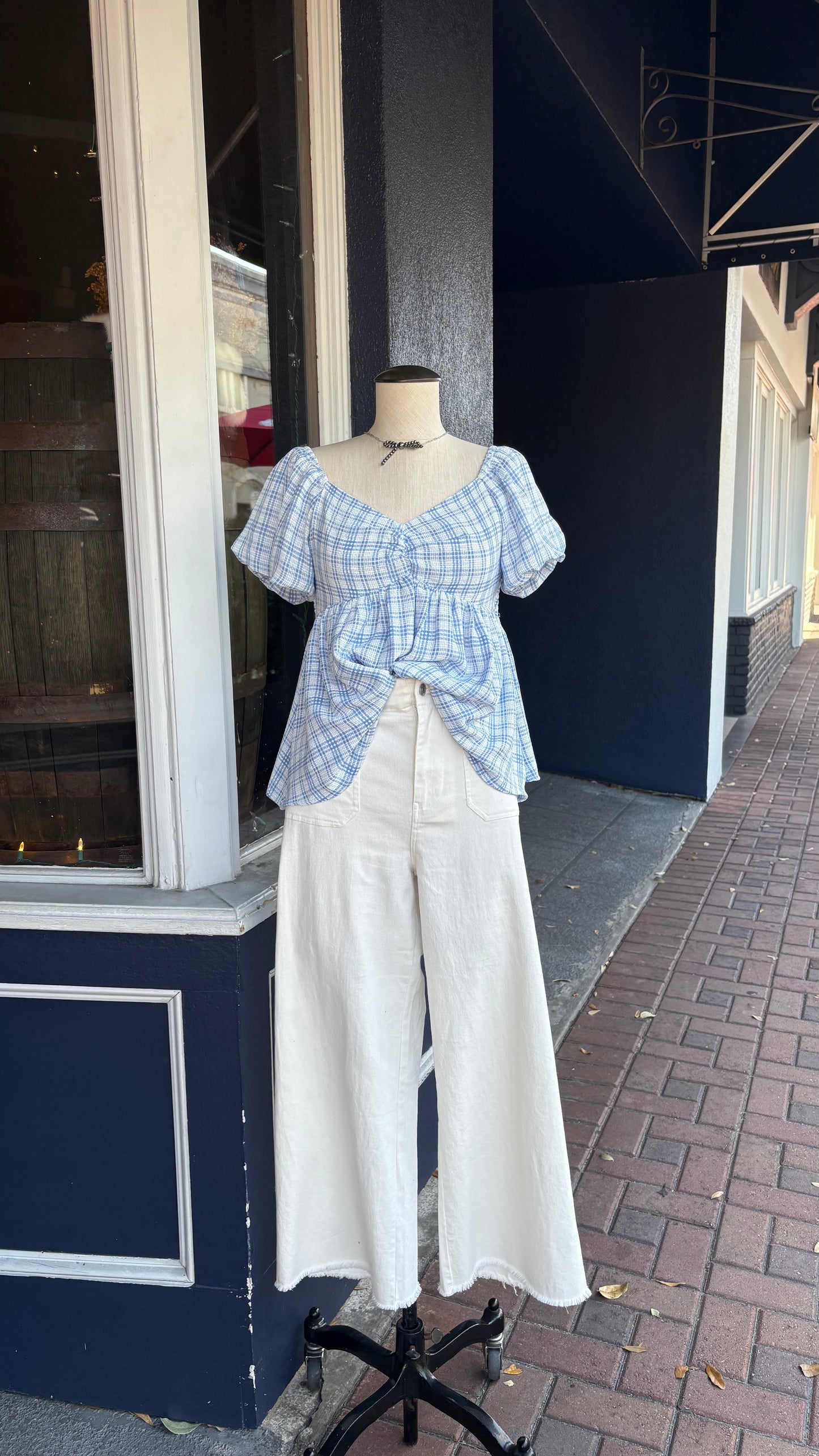 Cloudy Sky- Plaid Blouse