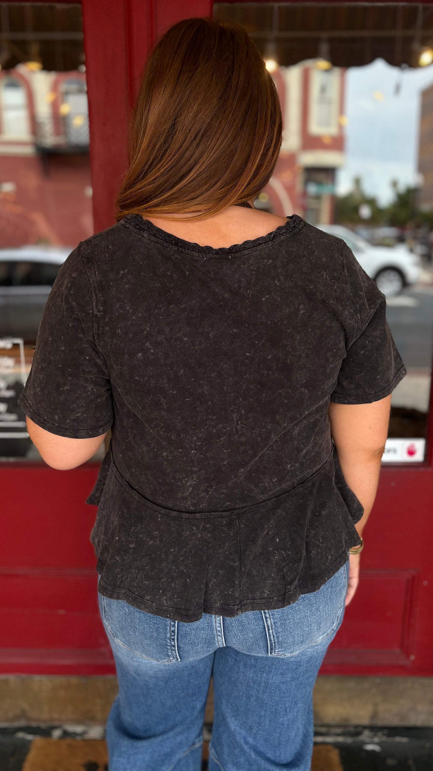 Juniper Mist – Black V-Neck Tee