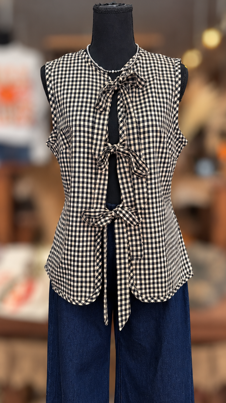 Black Oak – Black & Tan Gingham Vest