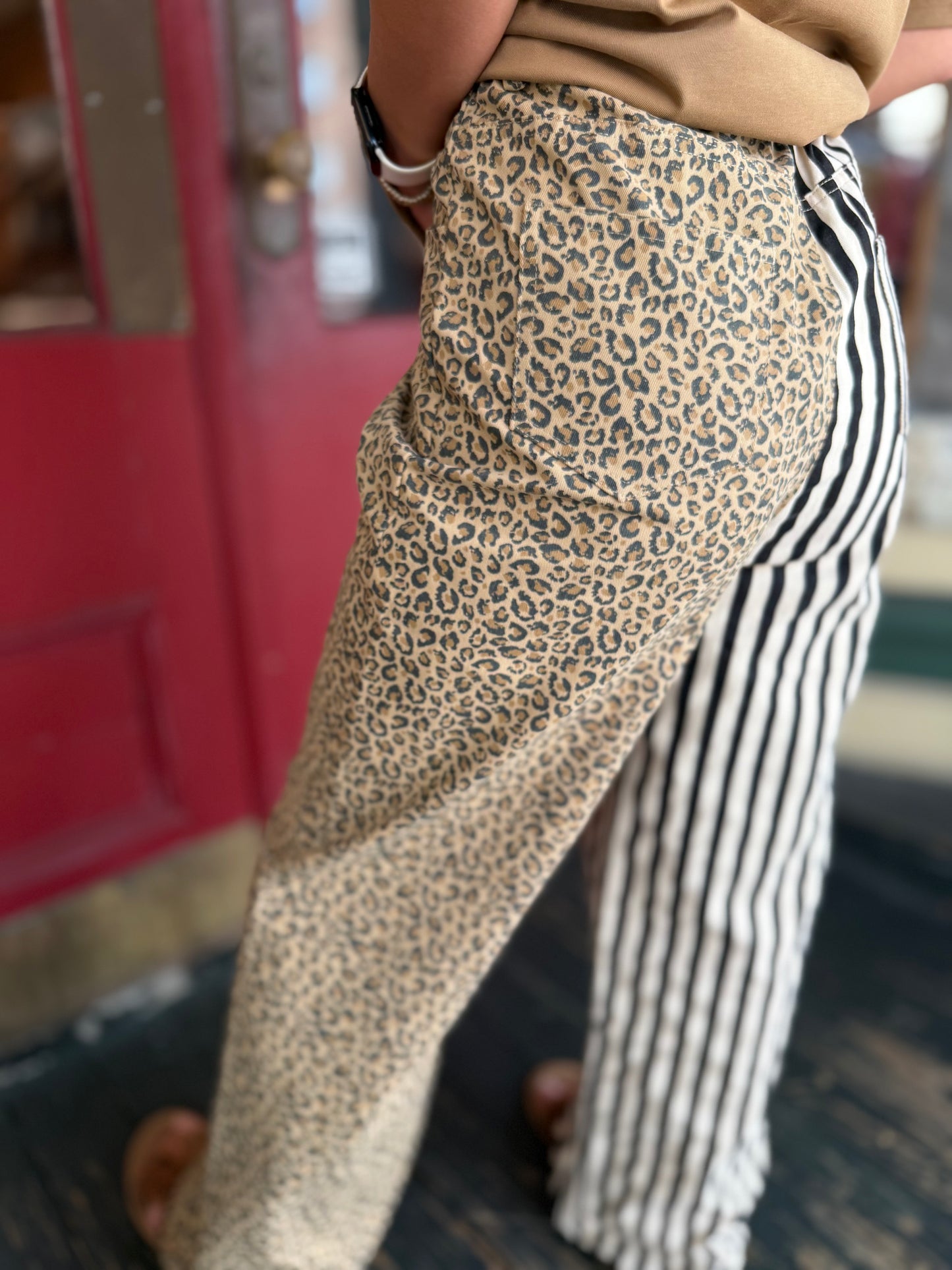 Double Trouble – Leopard-Stripe Split Leg Denim