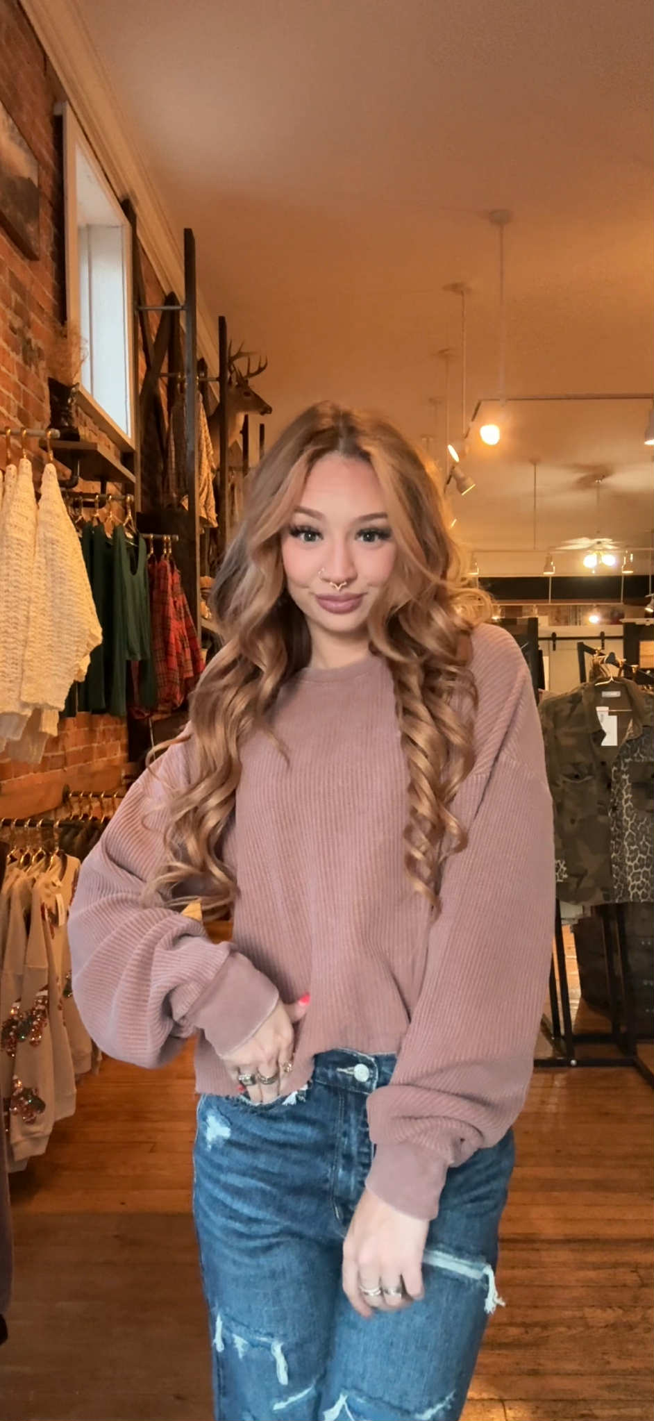 Ashwood Ridge - Chestnut Waffle Crop Top