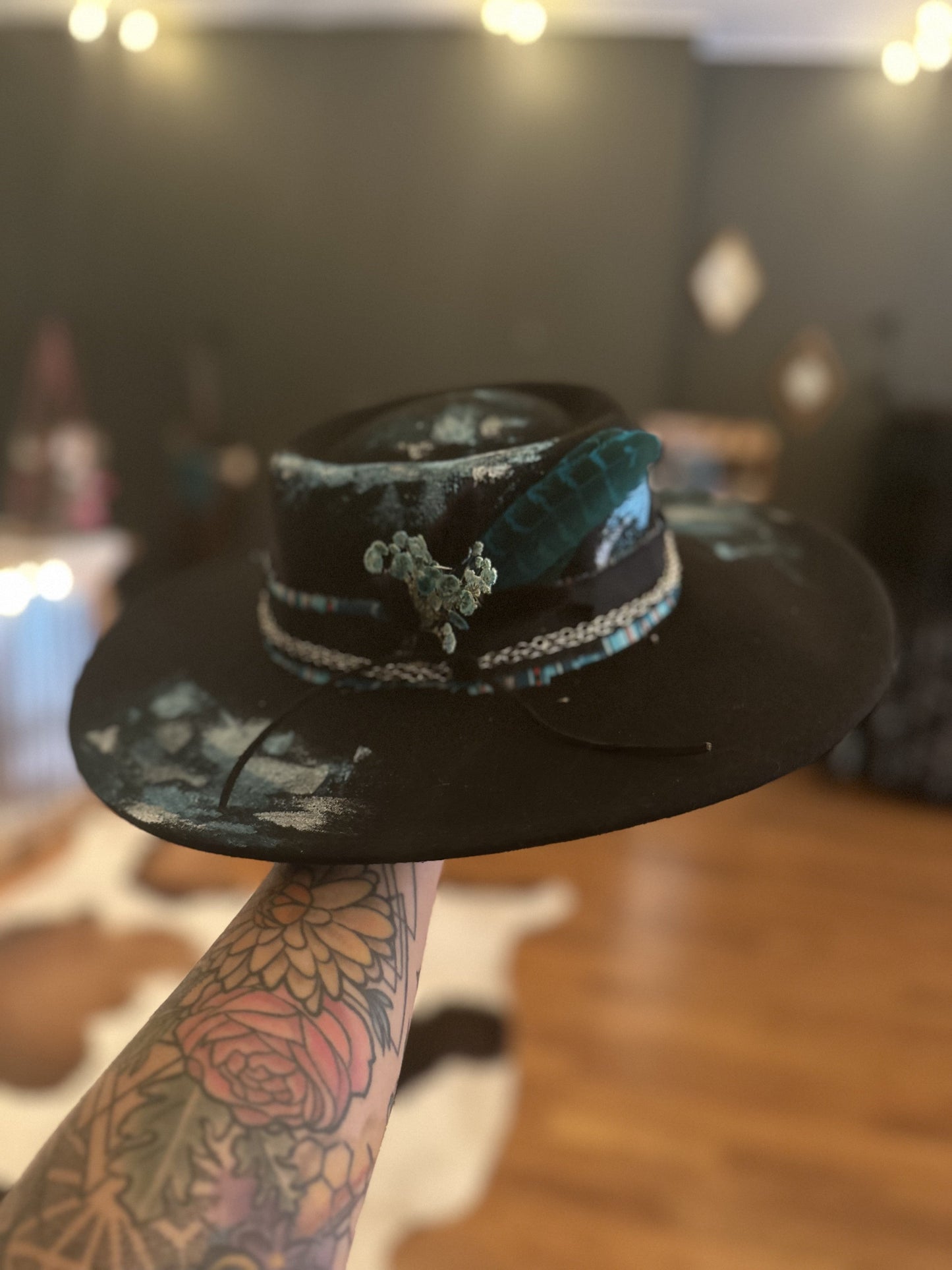 Twisted Turquoise- Black Custom Fedora