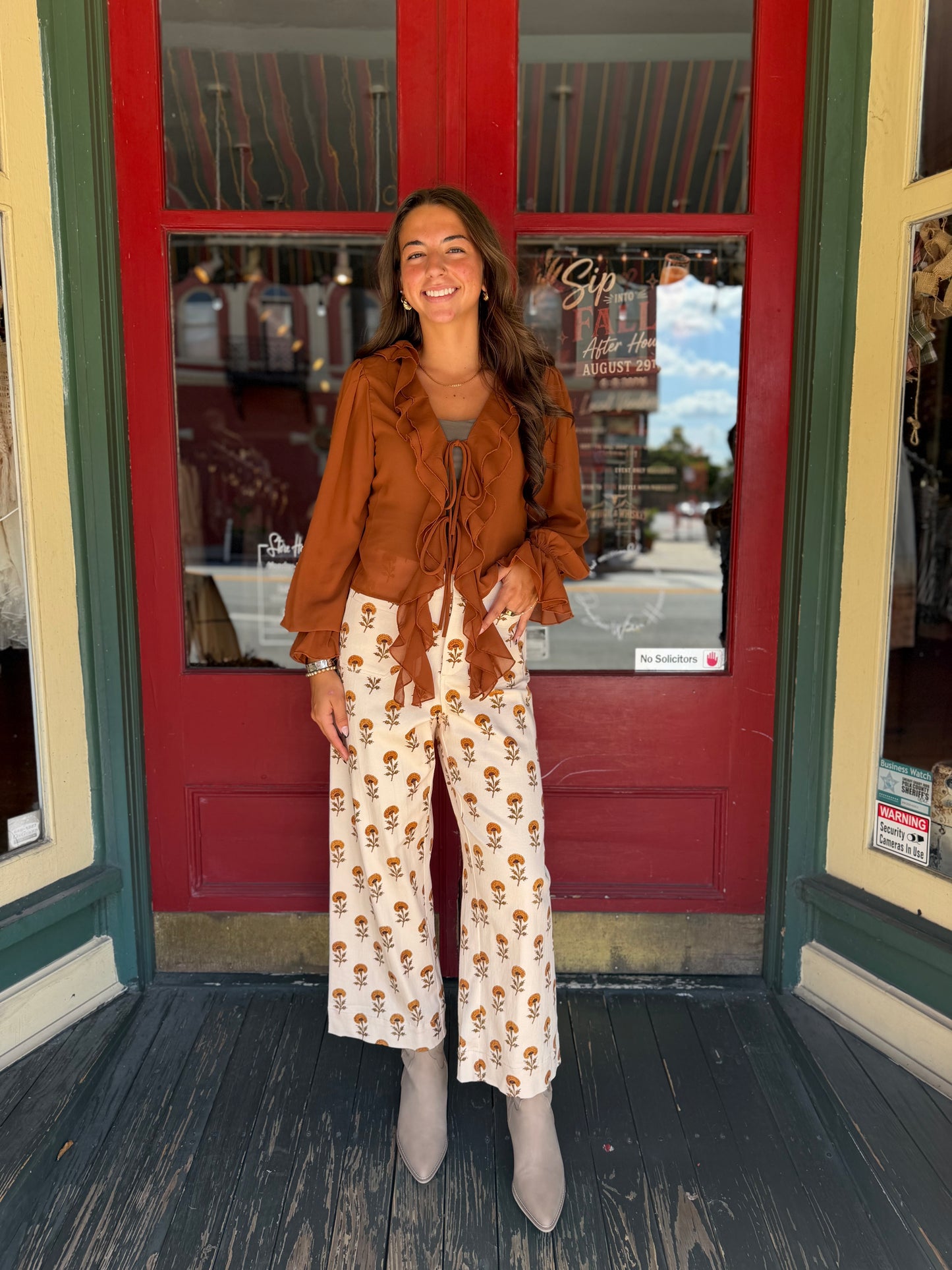 Ruffled in Rust – Tie Top