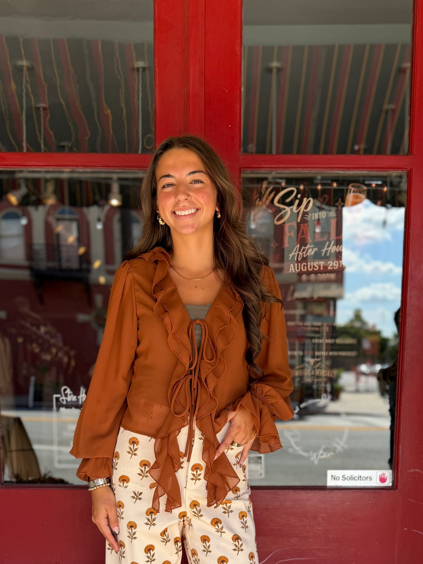 Ruffled in Rust – Tie Top