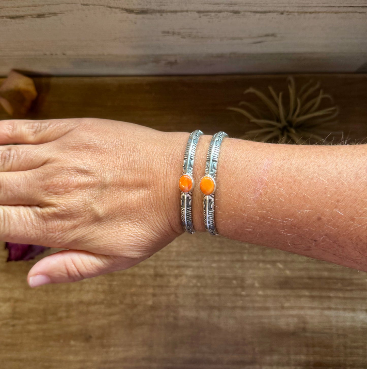 Orange Spiny Oyster Cuff Bracelet – Sterling Silver