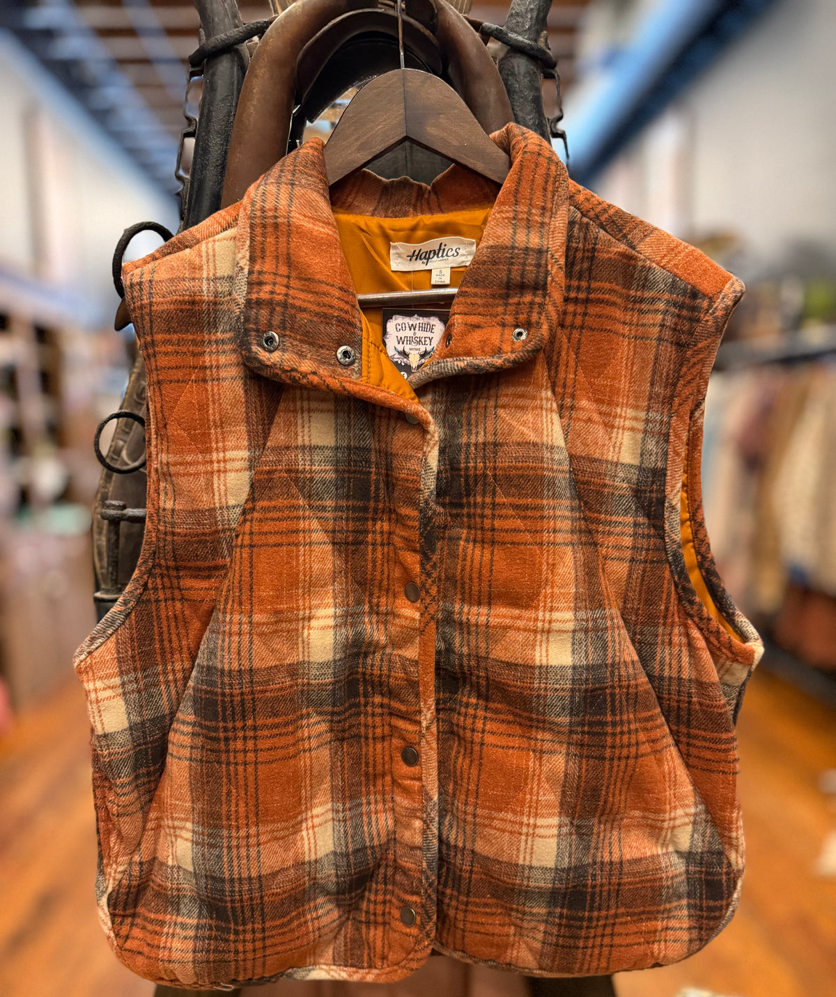 Somewhere in the Smokies – Rust Plaid Quilted Vest