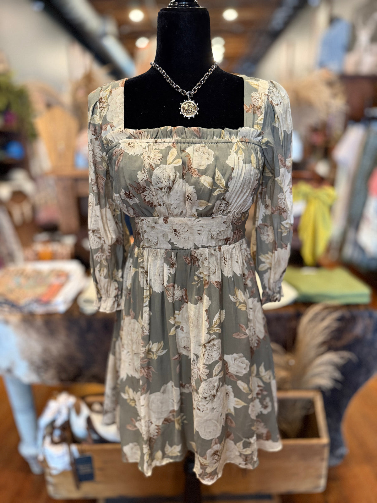 Wildhearted – Olive Floral Mini Dress