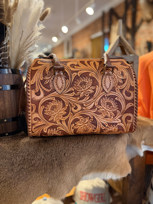 Sundance Tooled – Light Brown Leather Speedy Bag