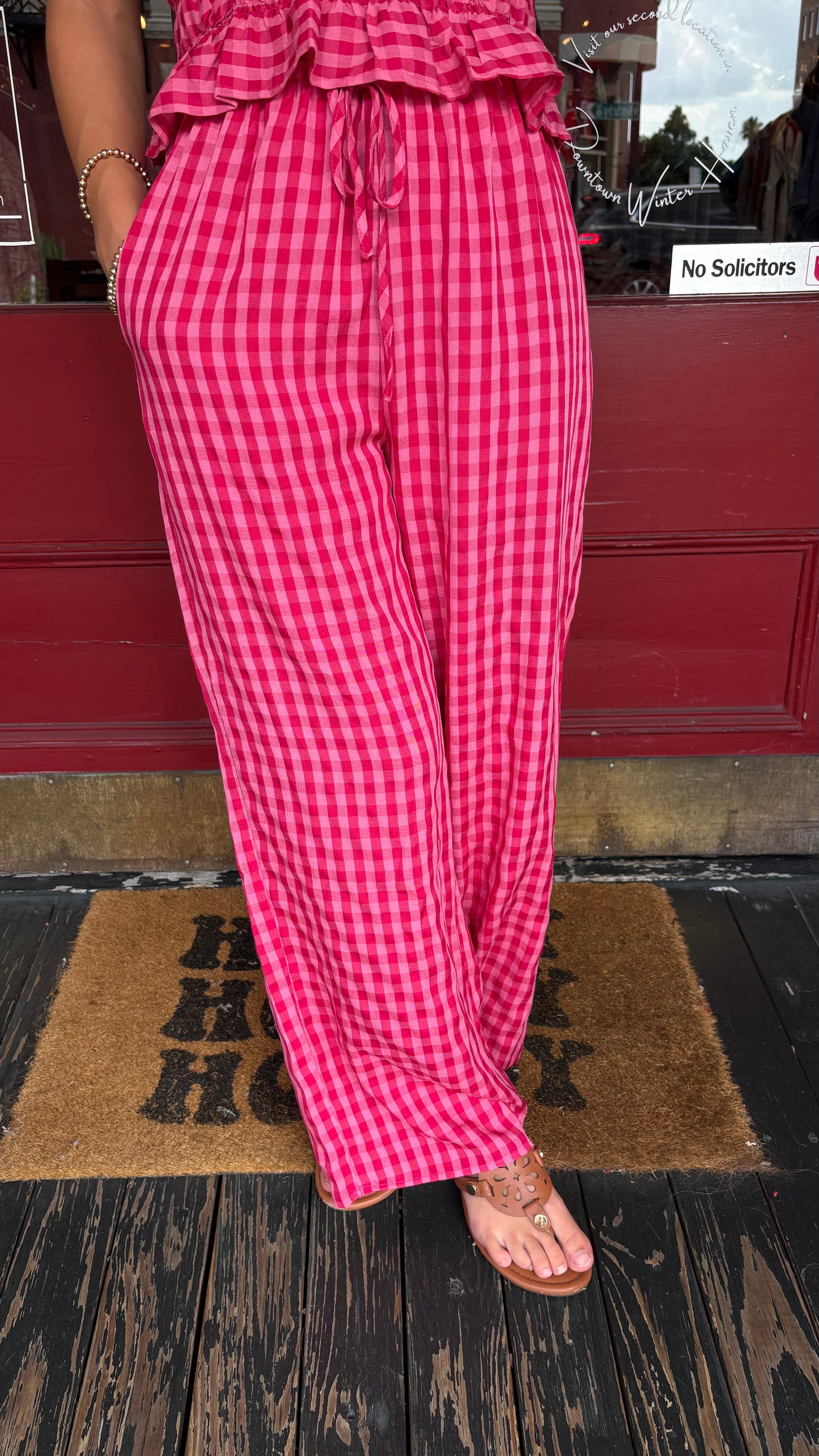 Southern Sweetheart – Gingham Print Drawstring Pants