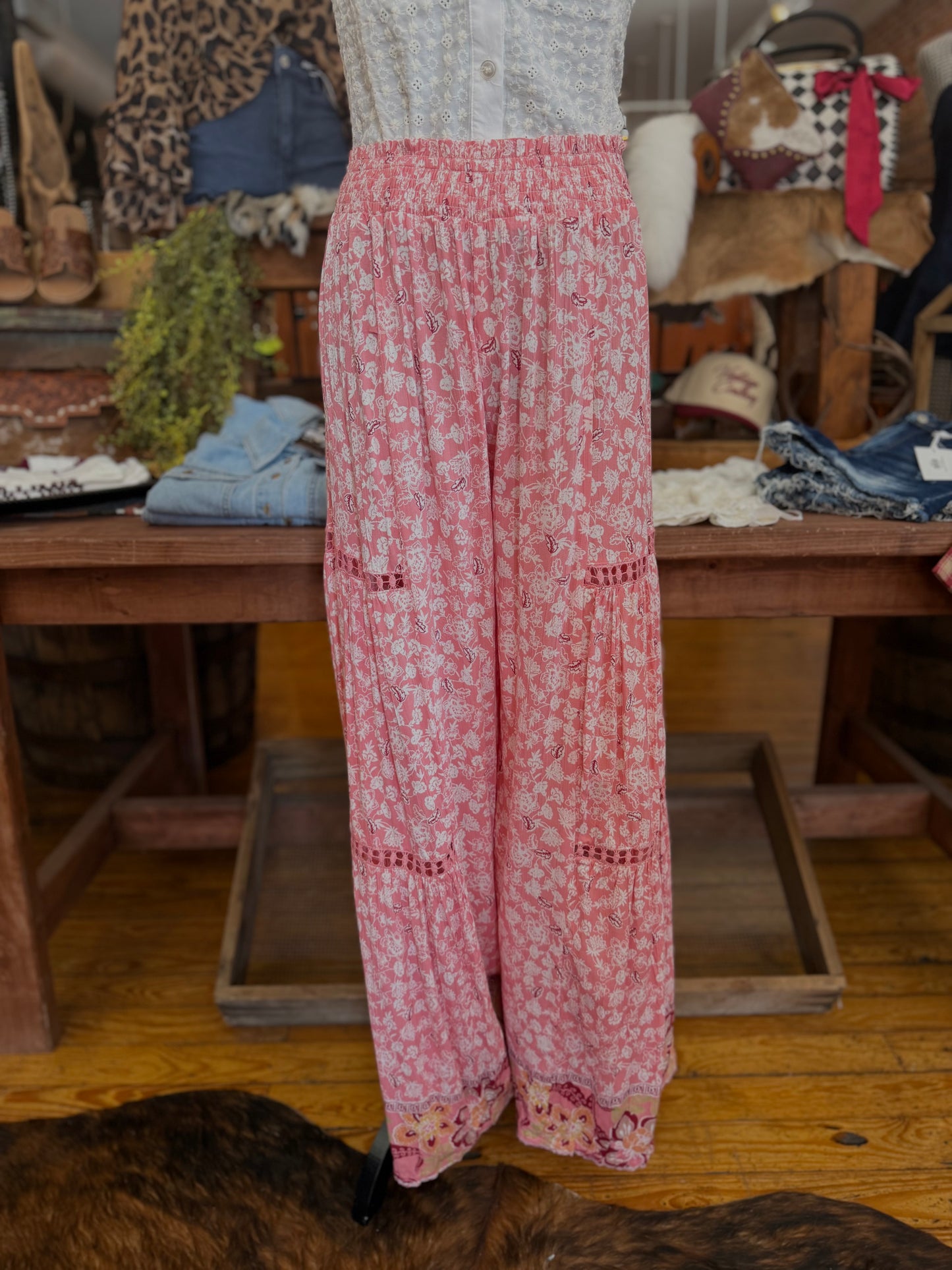Sunset Petals – Wide-Leg Pants
