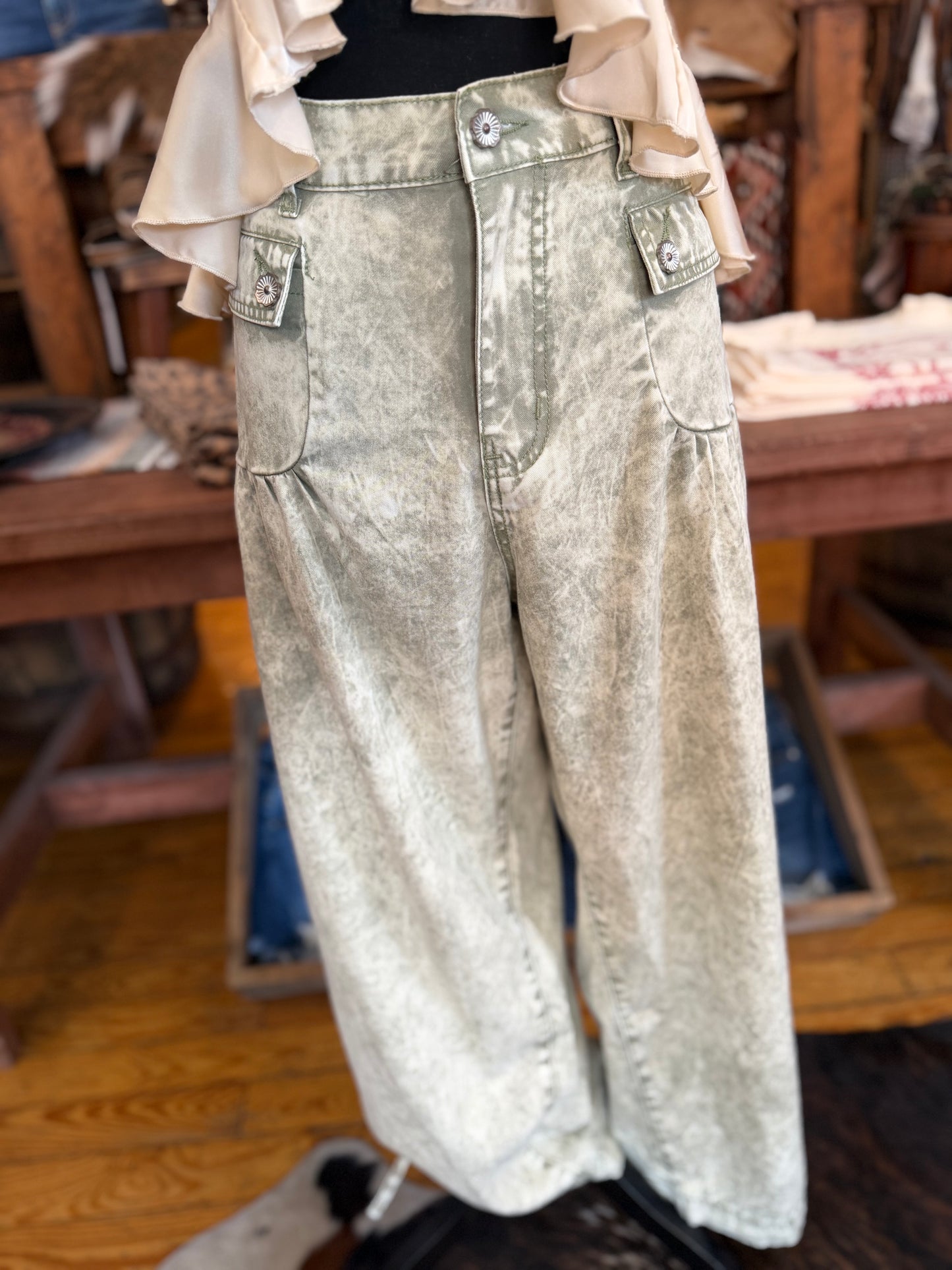 Free Spirit – Olive Wide Leg Pants