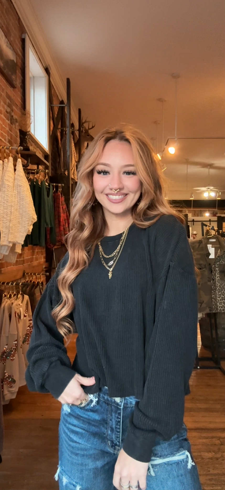 Ashwood Ridge – Black Waffle Crop Top