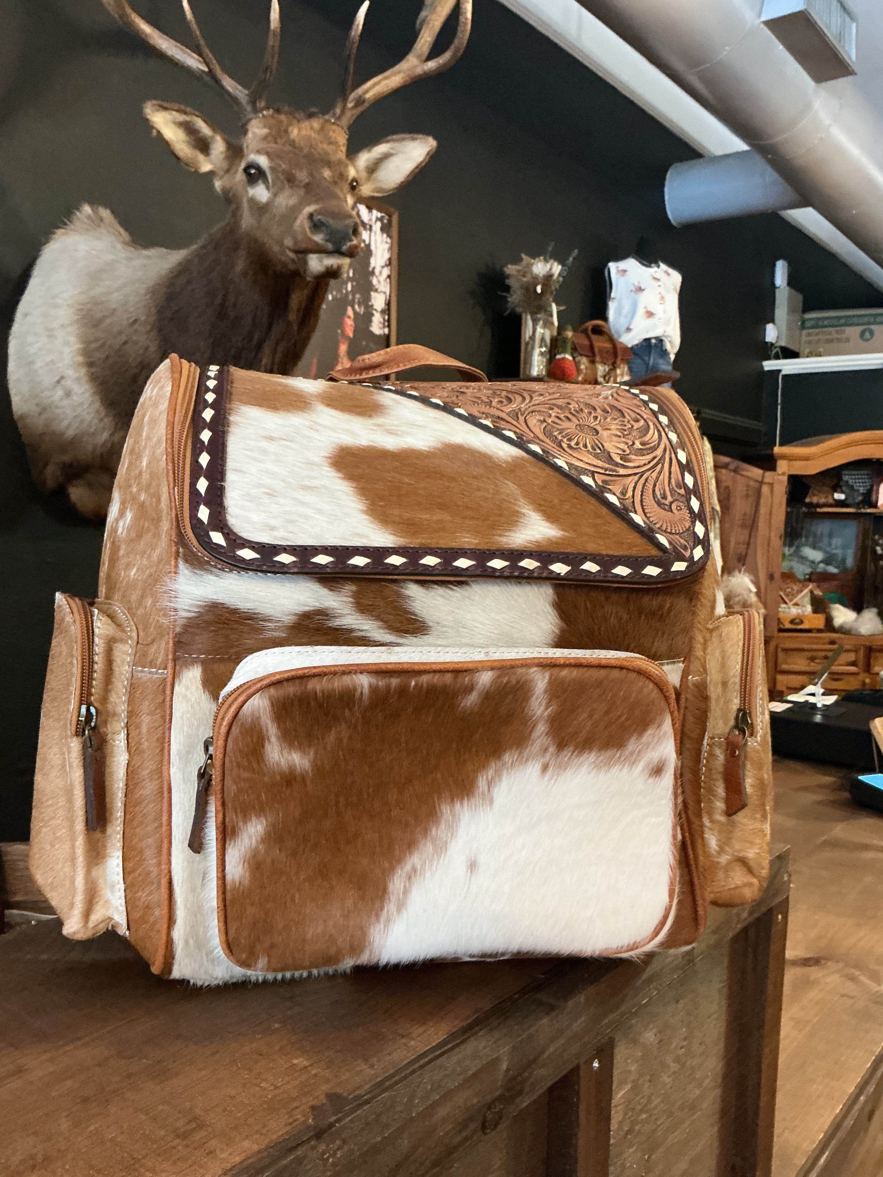Cowhide & Tooled Leather Backpack – Cowhide & Whiskey Boutique