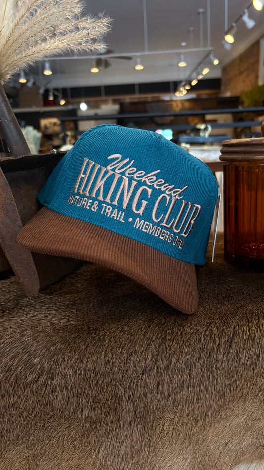 Hiking Club-Teal & Brown Corduroy Trucker Hat