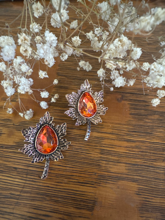 Falling Ember Leaves - Earrings