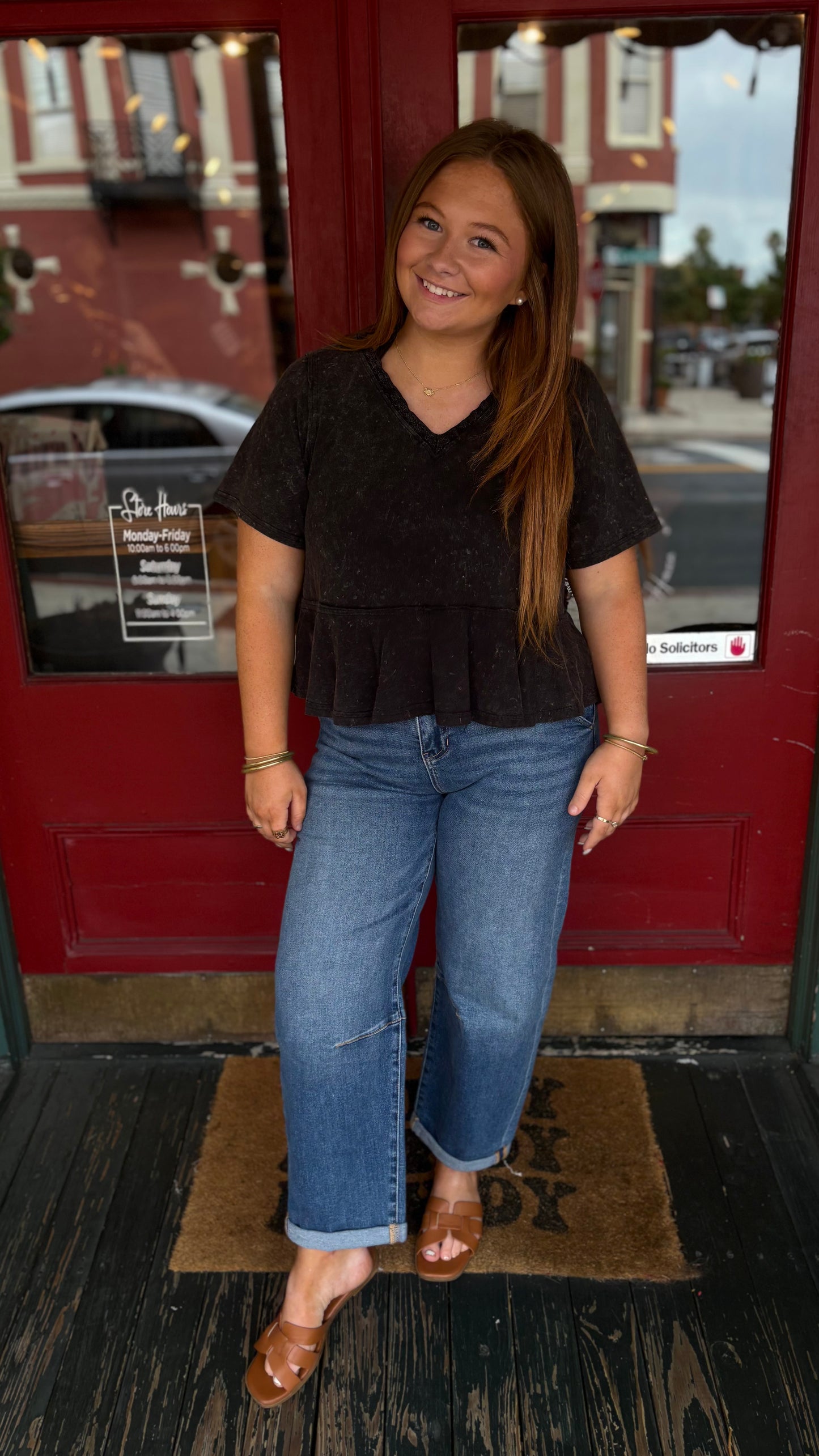 Juniper Mist – Black V-Neck Tee