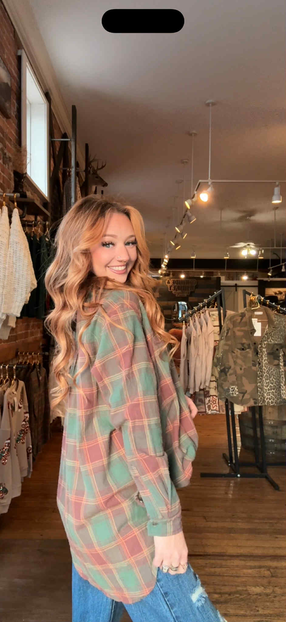 Evergreen Ember - Plaid Flannel Top