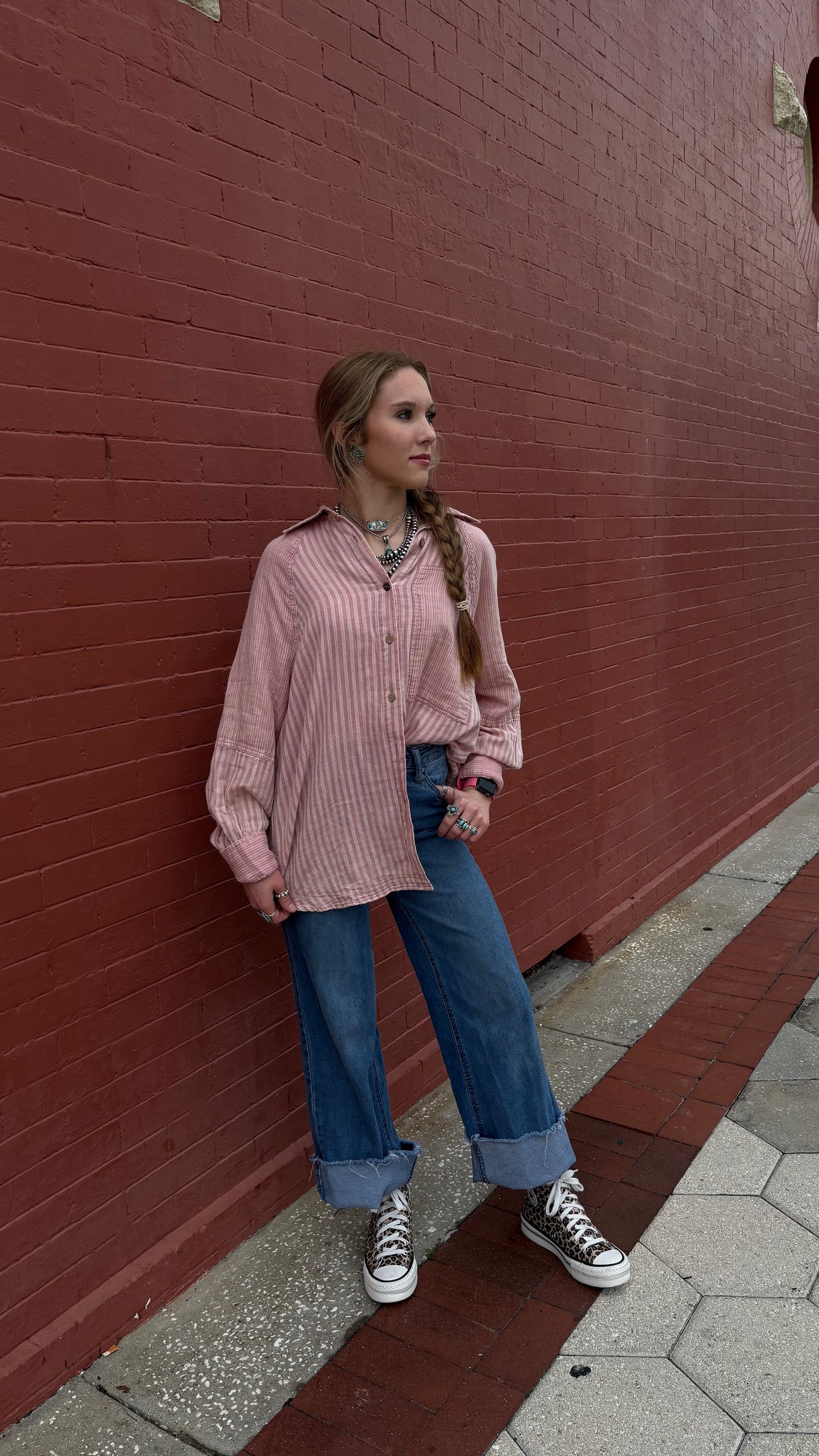 Dusted Rose – Mauve Stripe Button-Down