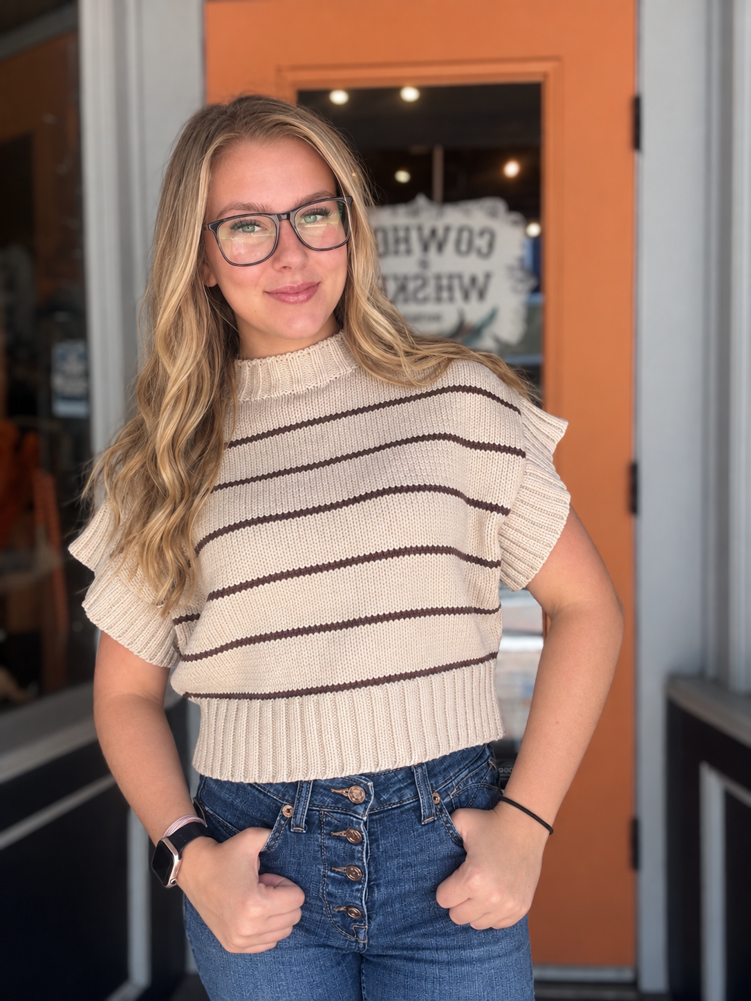 Hayride Season – Beige Striped Sweater