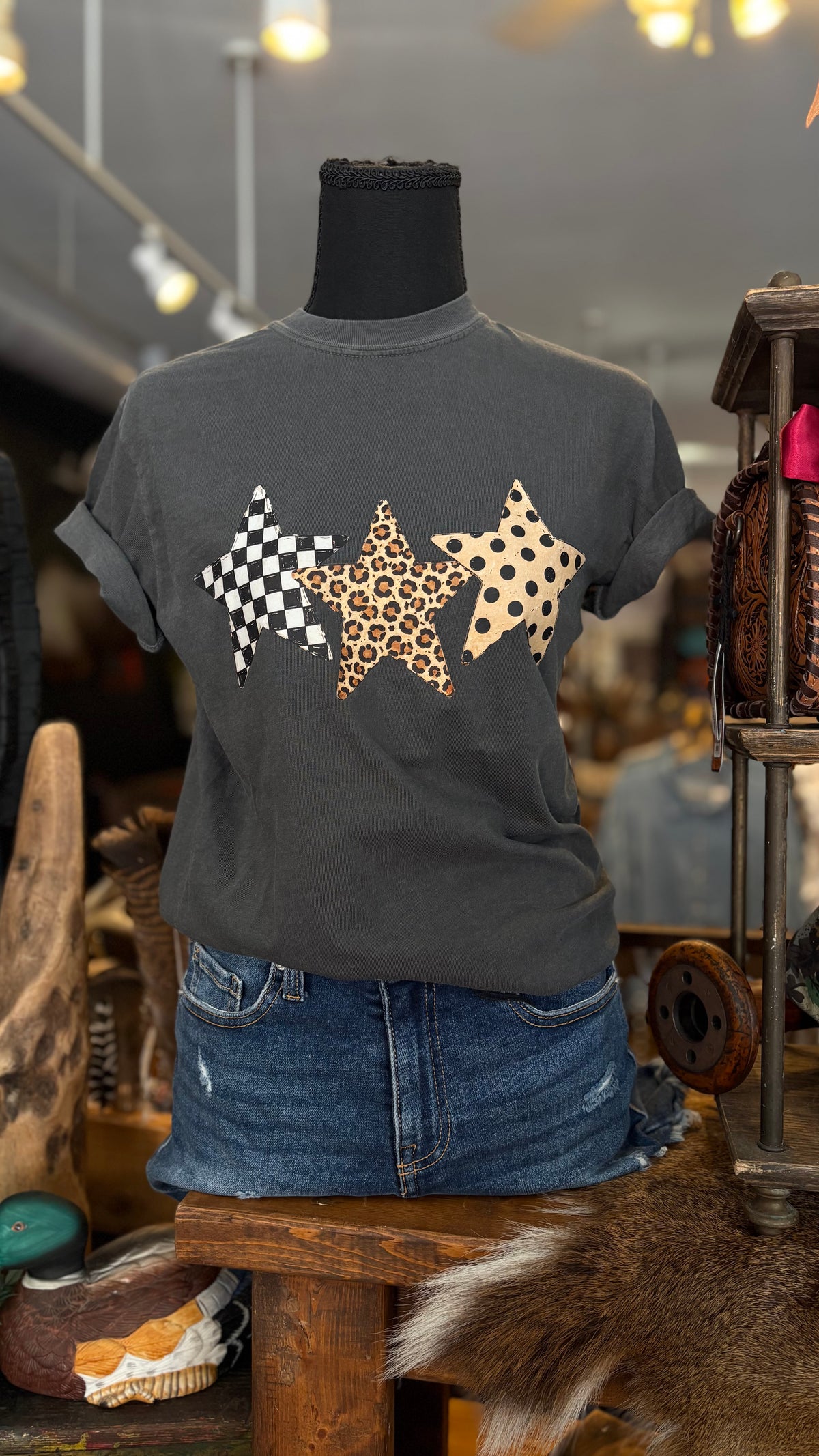 Rustic Star Trio - Charcoal Graphic Tee