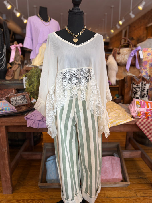 Willow Stripe – Sage Barrel Striped Pants