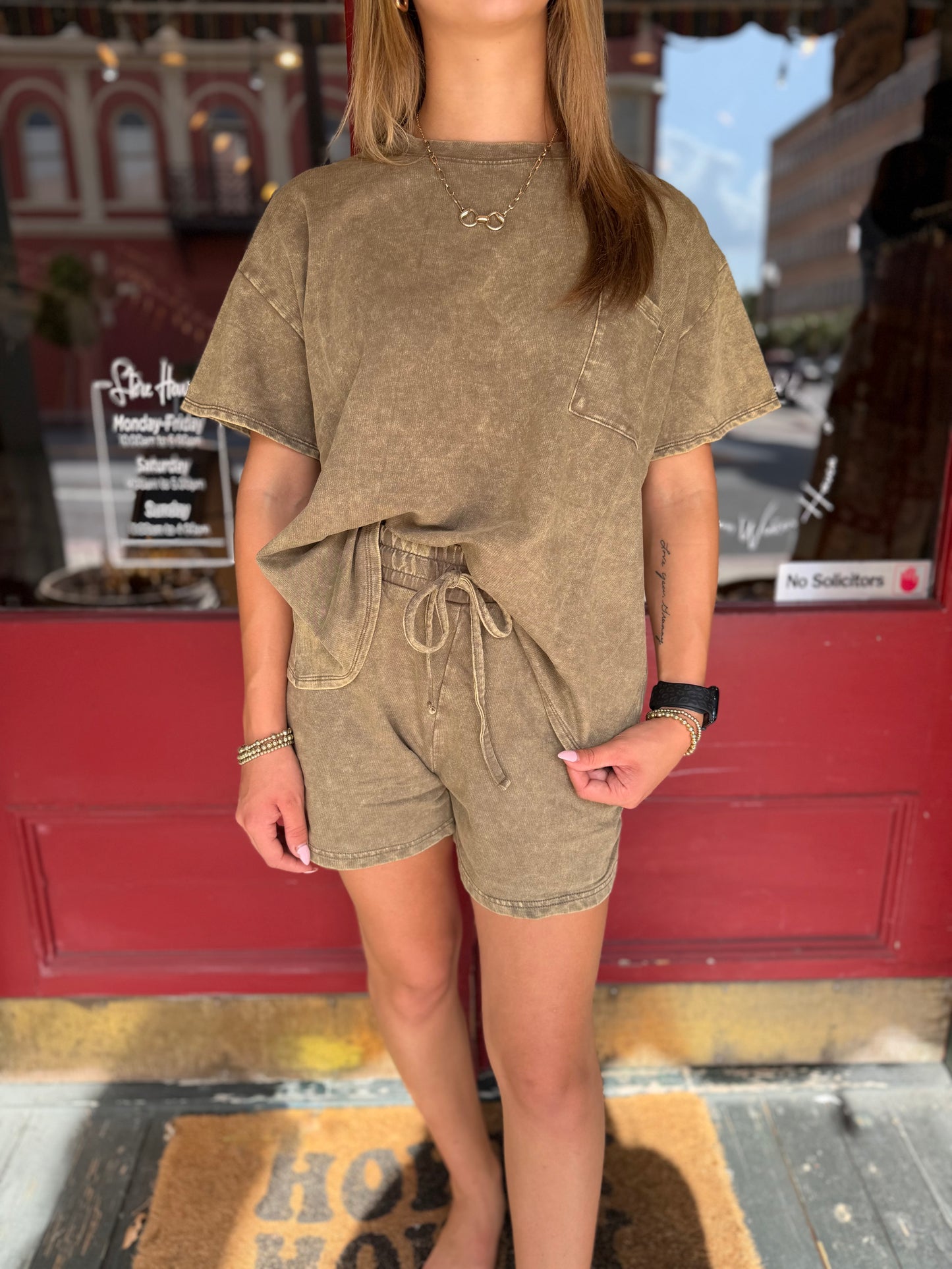 Cozy Retreat – Mocha Acid Washed Lounge Set