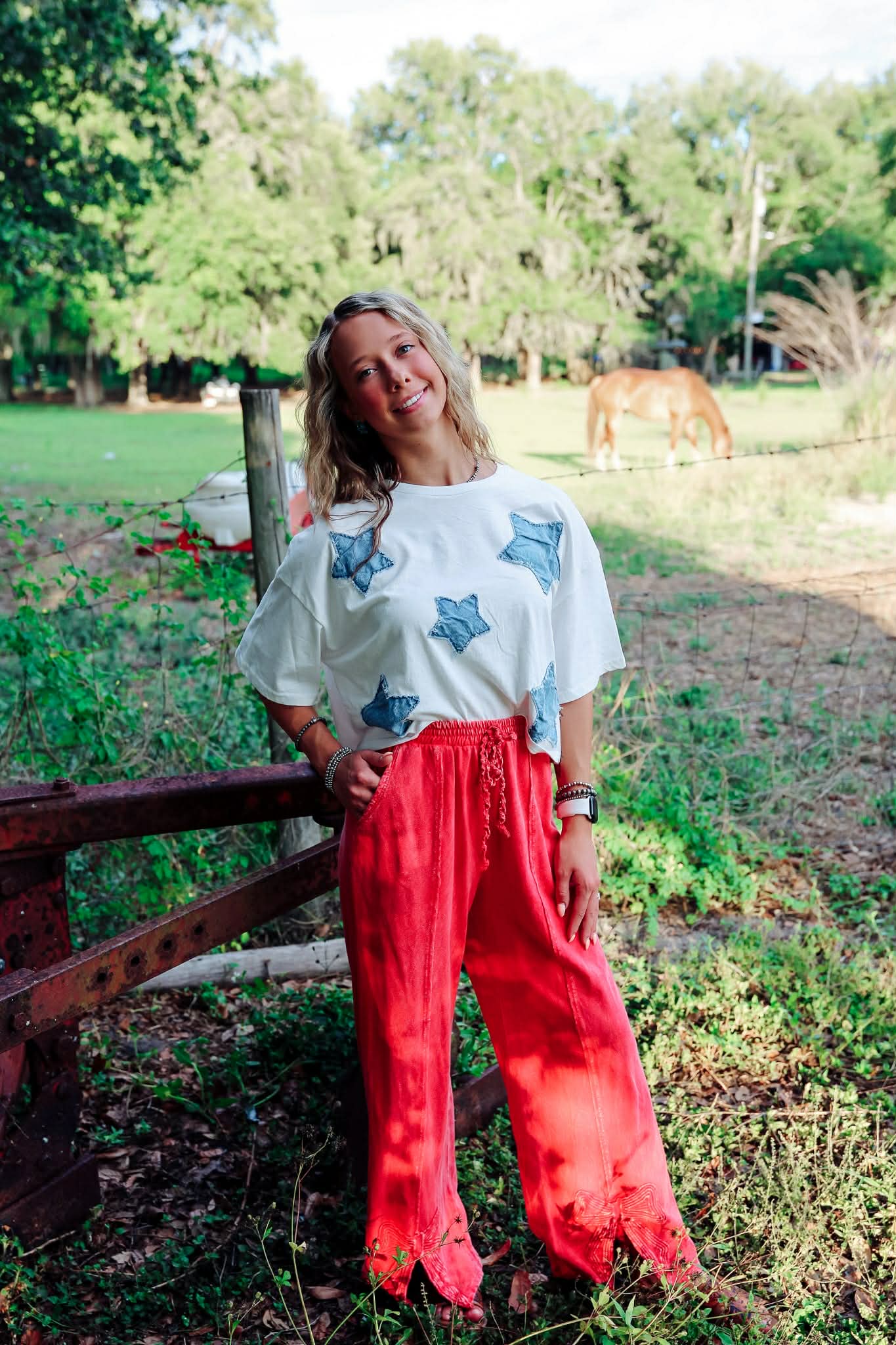 Freedom Bow Babe – Red Lounge Pants