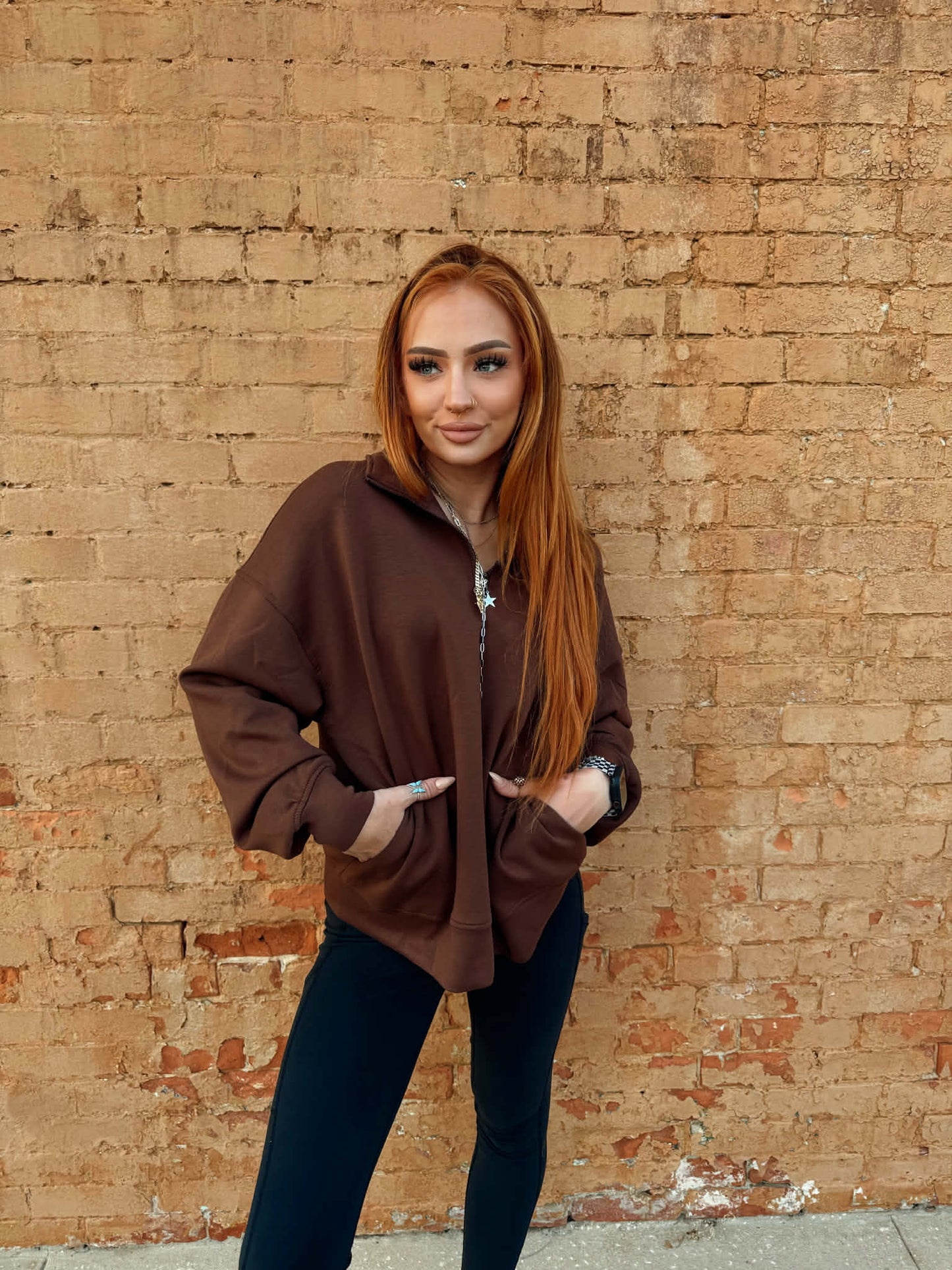 Scuba Half Zip Pullover - Brown *Door Buster*