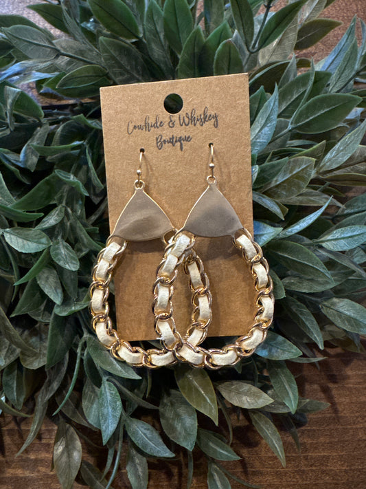 Ivory Suede Chain - Earrings