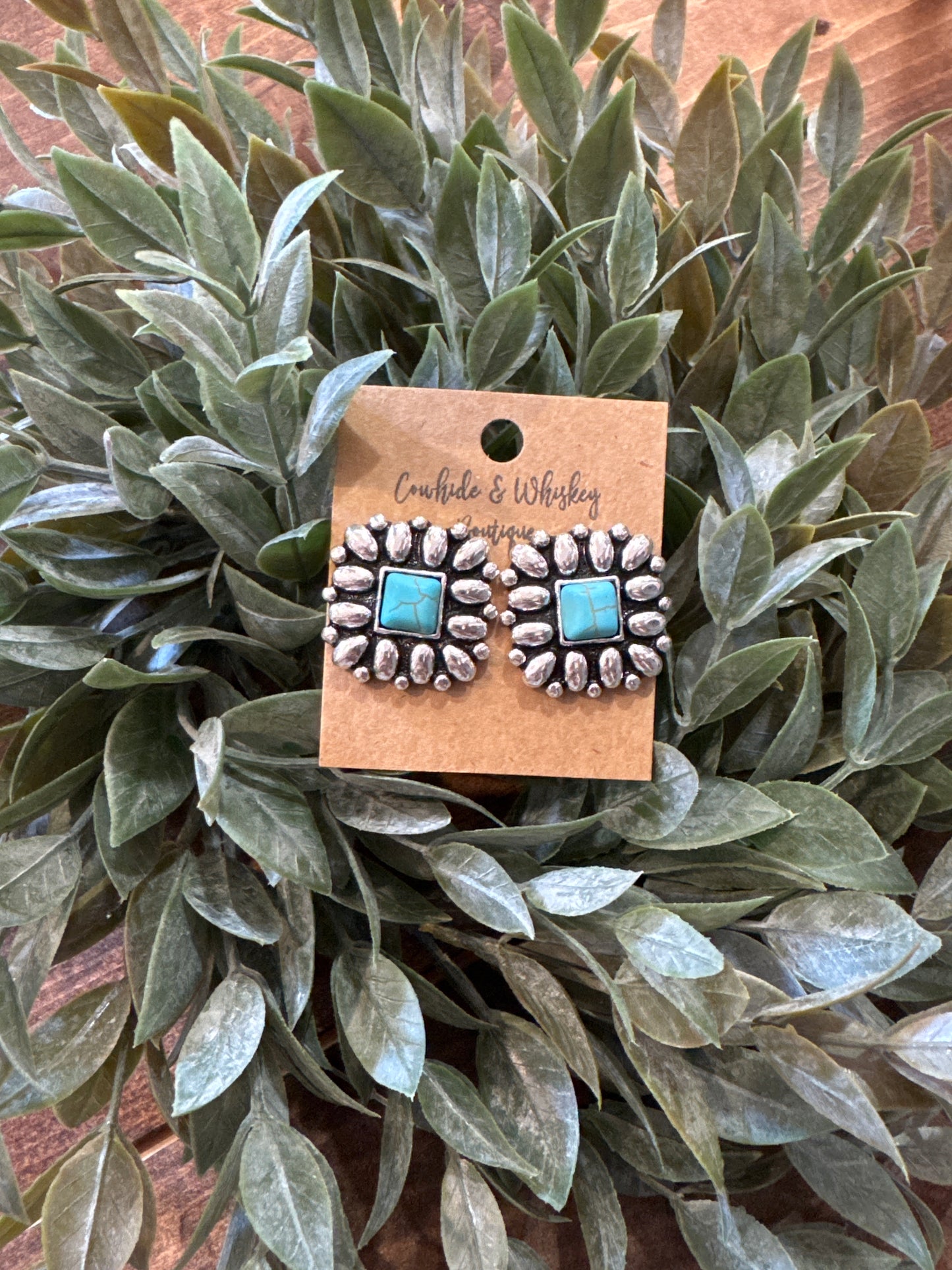 Teal Square - Earrings