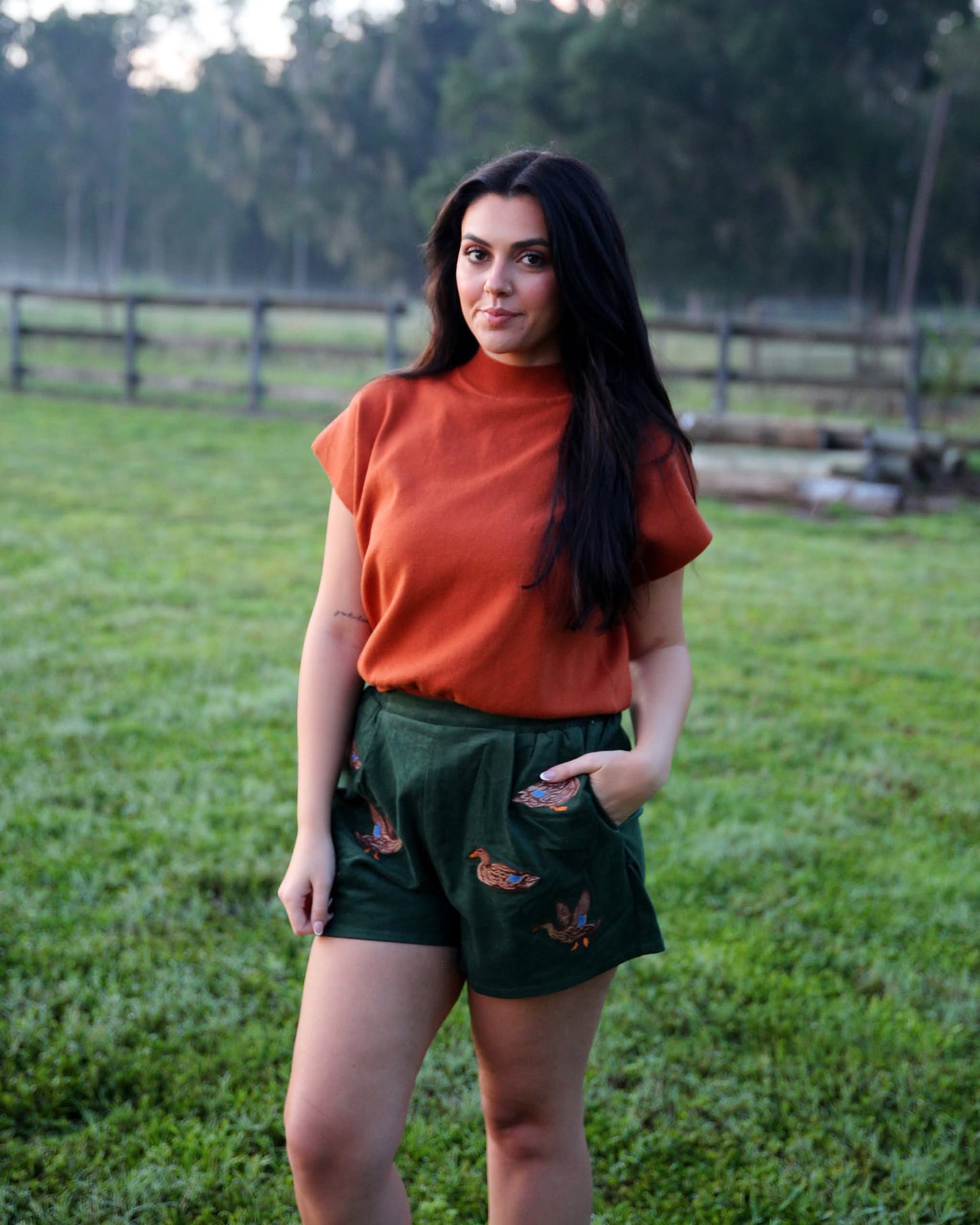 Mallard at Dusk – Hunter Green Corduroy Shorts