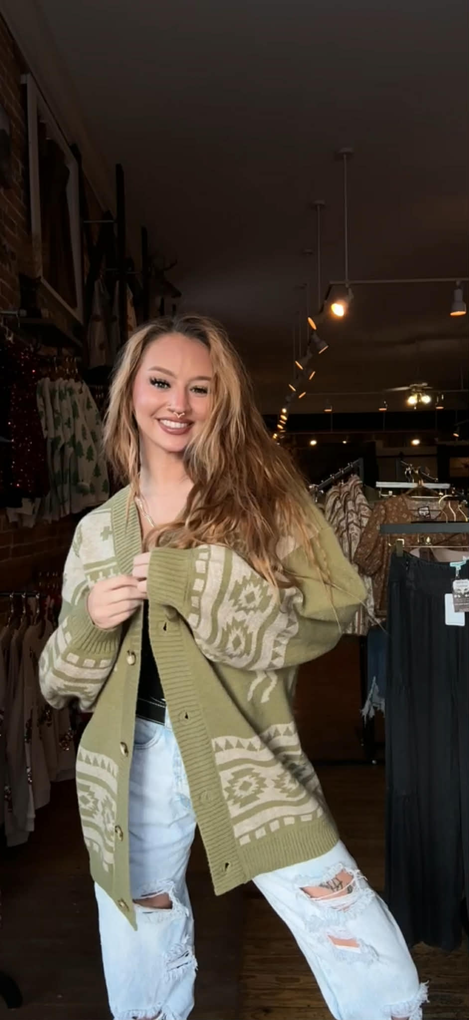 Ranch Rider – Western Olive Cardigan