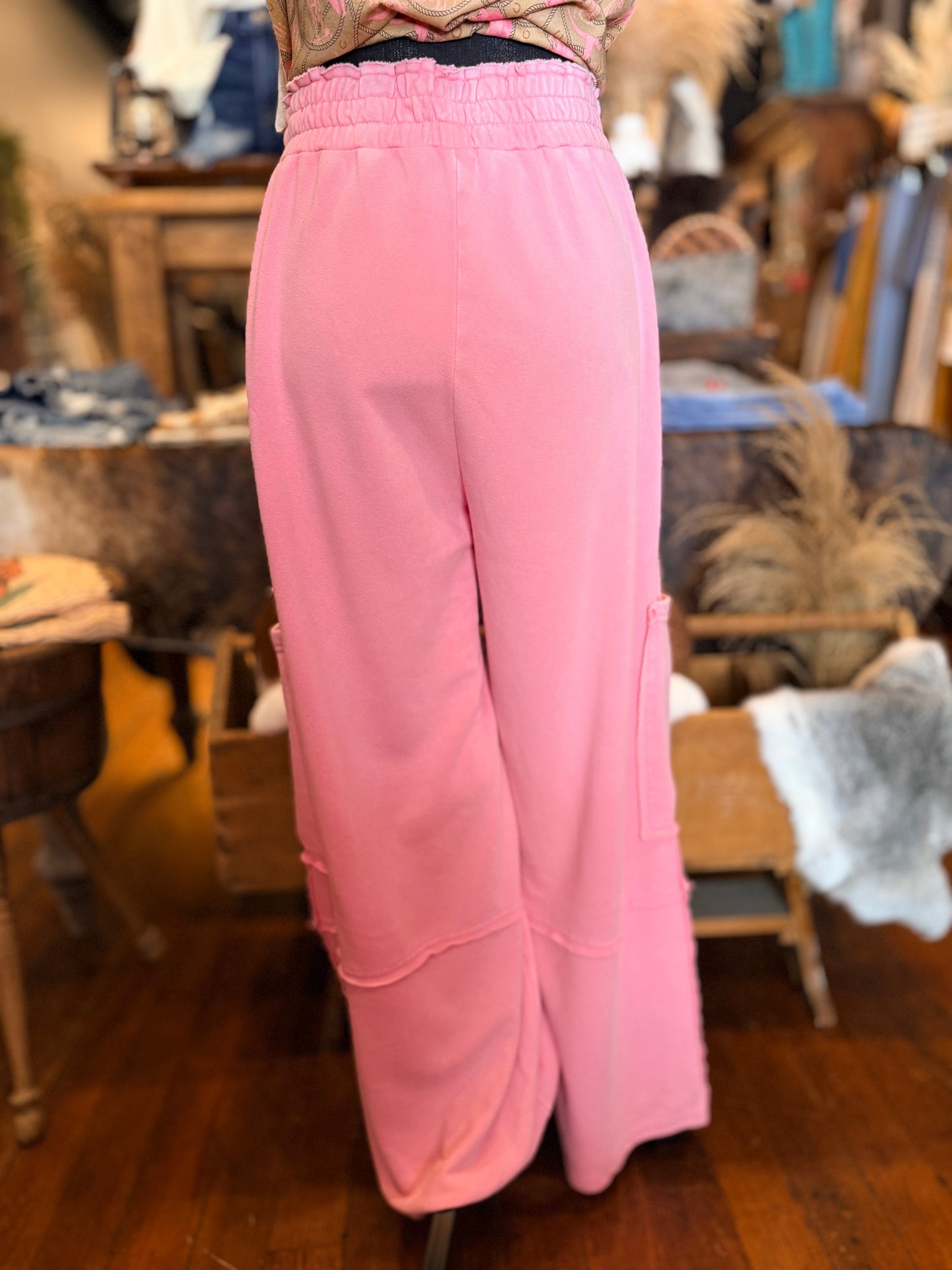 Cozy Cowgirl Nights – Pink Cargo Pants