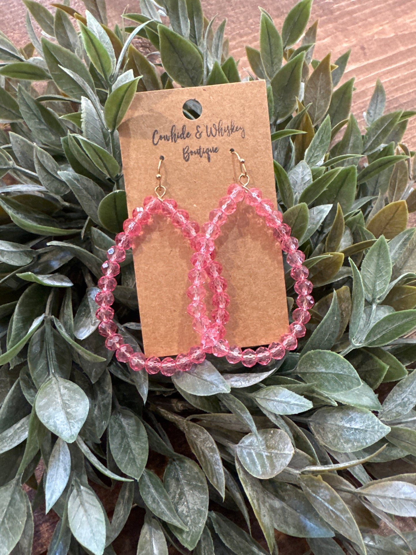 Pink Glass Teardrop - Earrings