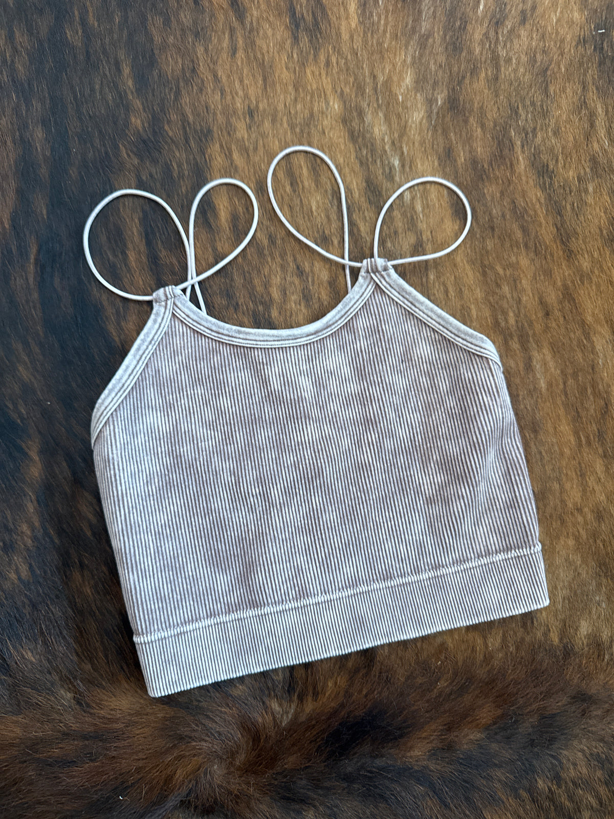 Falling Layers – Mocha Washed Ribbed Brami