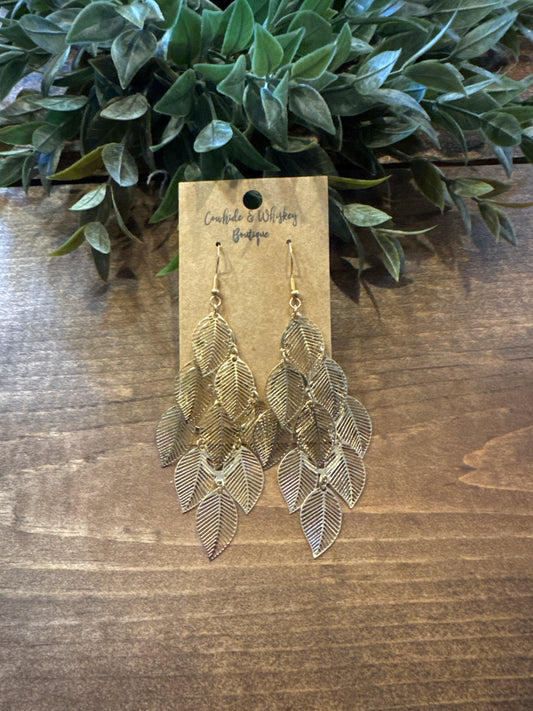 Gold Foil Leaves - Earrings