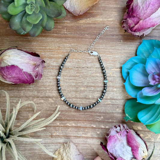 6.25” White Ethiopian Opal Bracelet – 3–4mm Sterling Silver Pearls