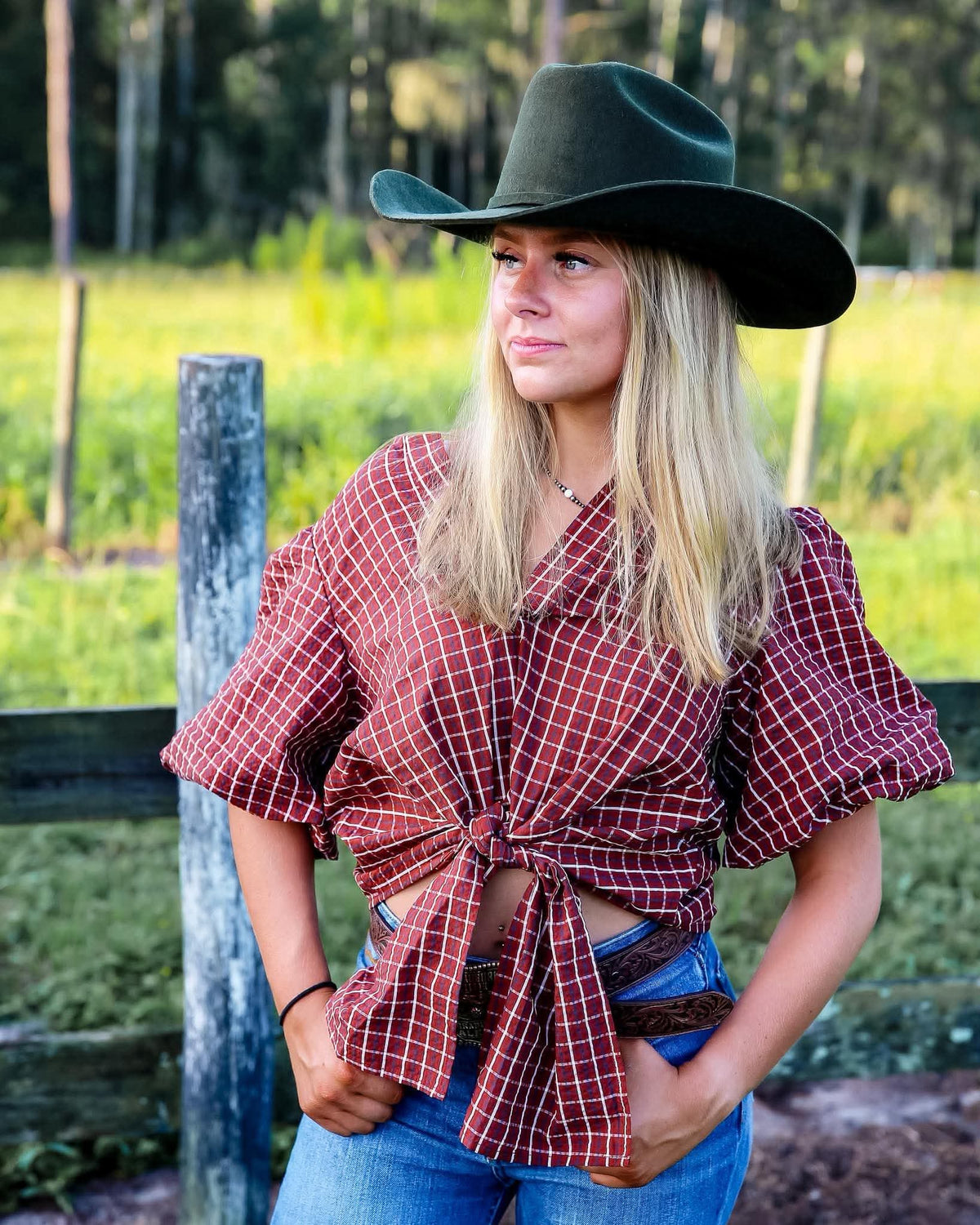 Rustic Ruby – Dark Red Plaid Top