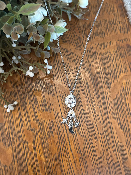 Hanging Hat Charm - Silver Necklace